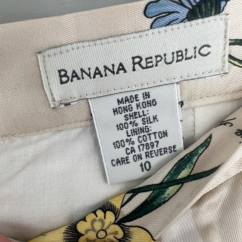 Banana Republic Silk Skirt Women 10 Knee Length Floral Office Spring Cottagecore - Picture 4 of 8